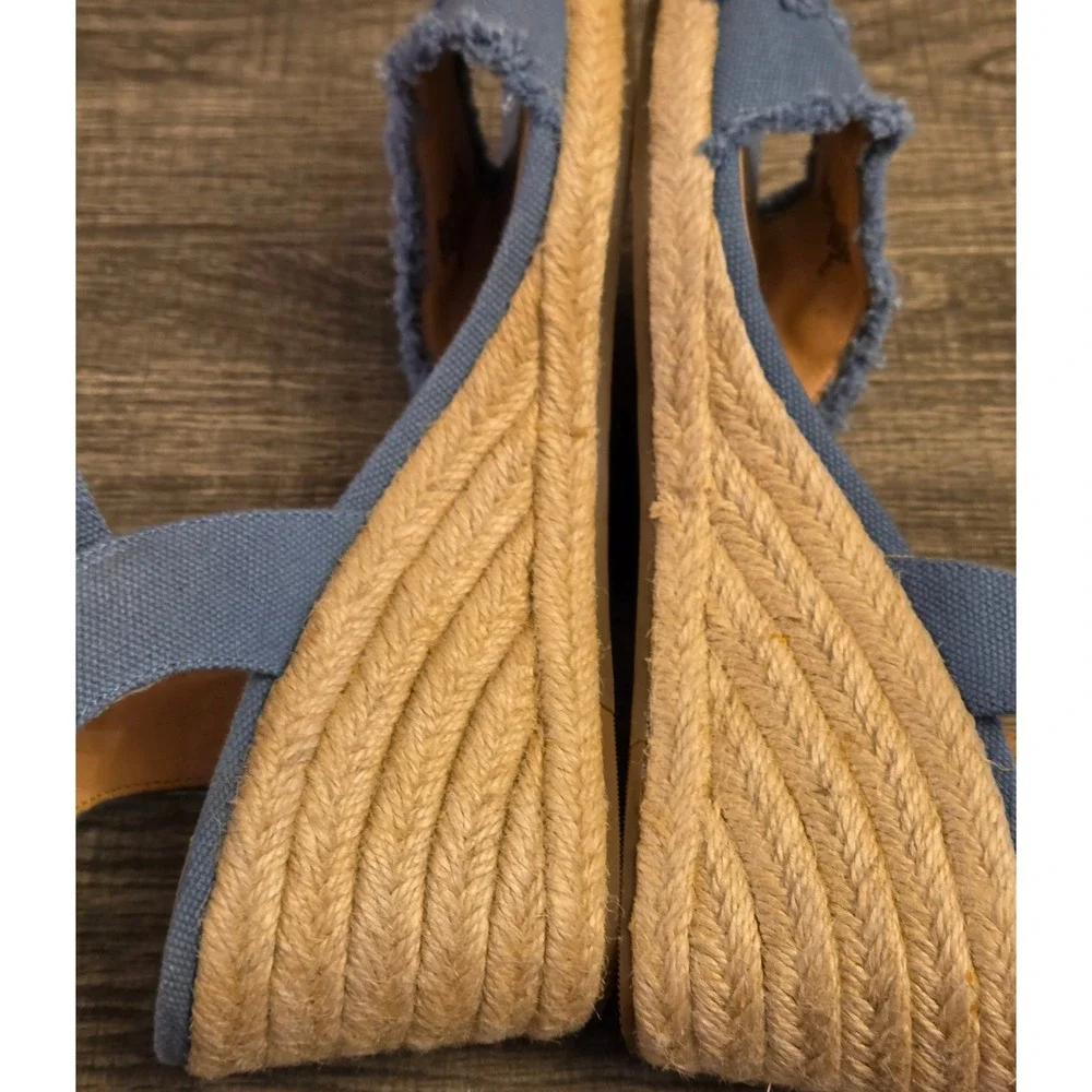 Lucky Brand‎ Moliey Wedge Espadrille Sandals Womens Size 9 Blue Fabric